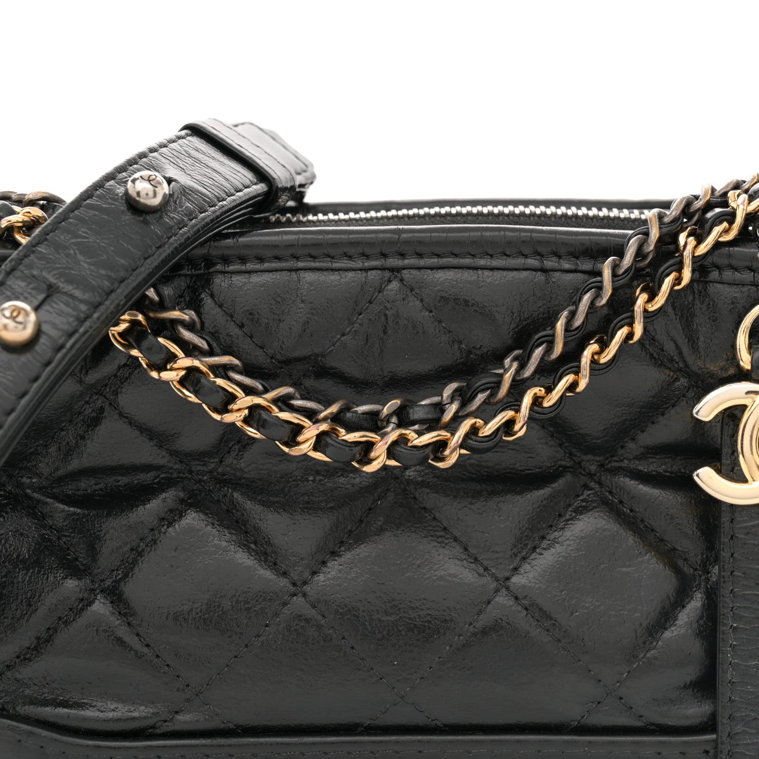 Chanel Aged Calfskin Quilted Small Gabrielle Hobo Black 8 of 11