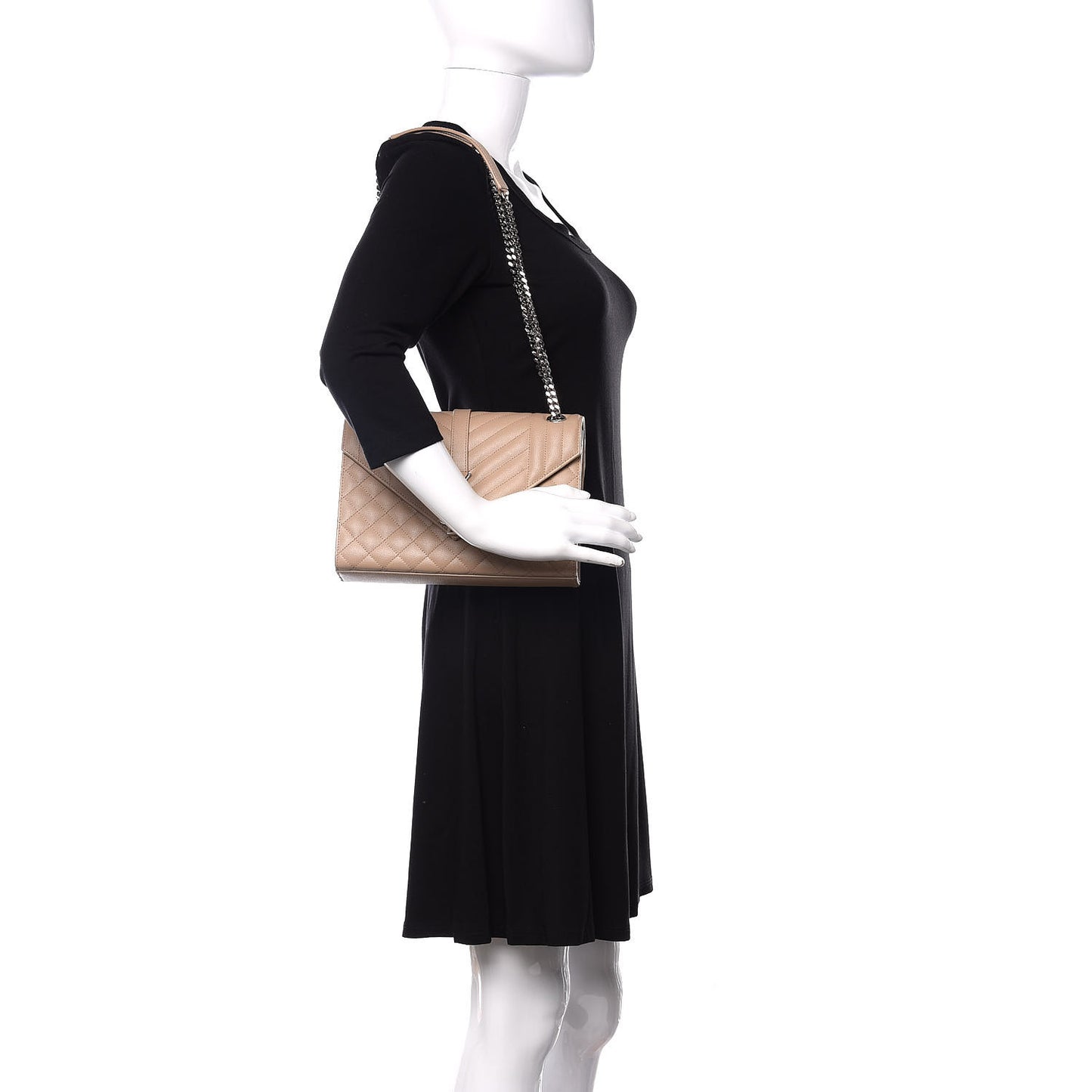 Grain De Poudre Textured Mixed Matelasse Medium Triquilt Monogram Satchel Nude Powder