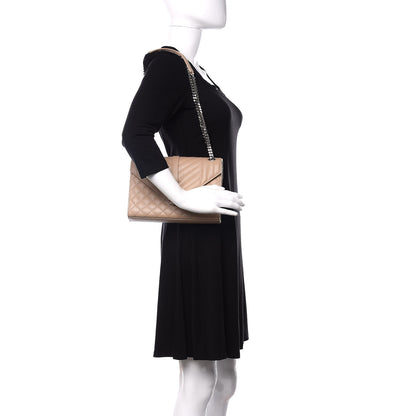 Saint Laurent Grain De Poudre Textured Mixed Matelasse Medium Triquilt Monogram Satchel Nude Powder 2 of 10