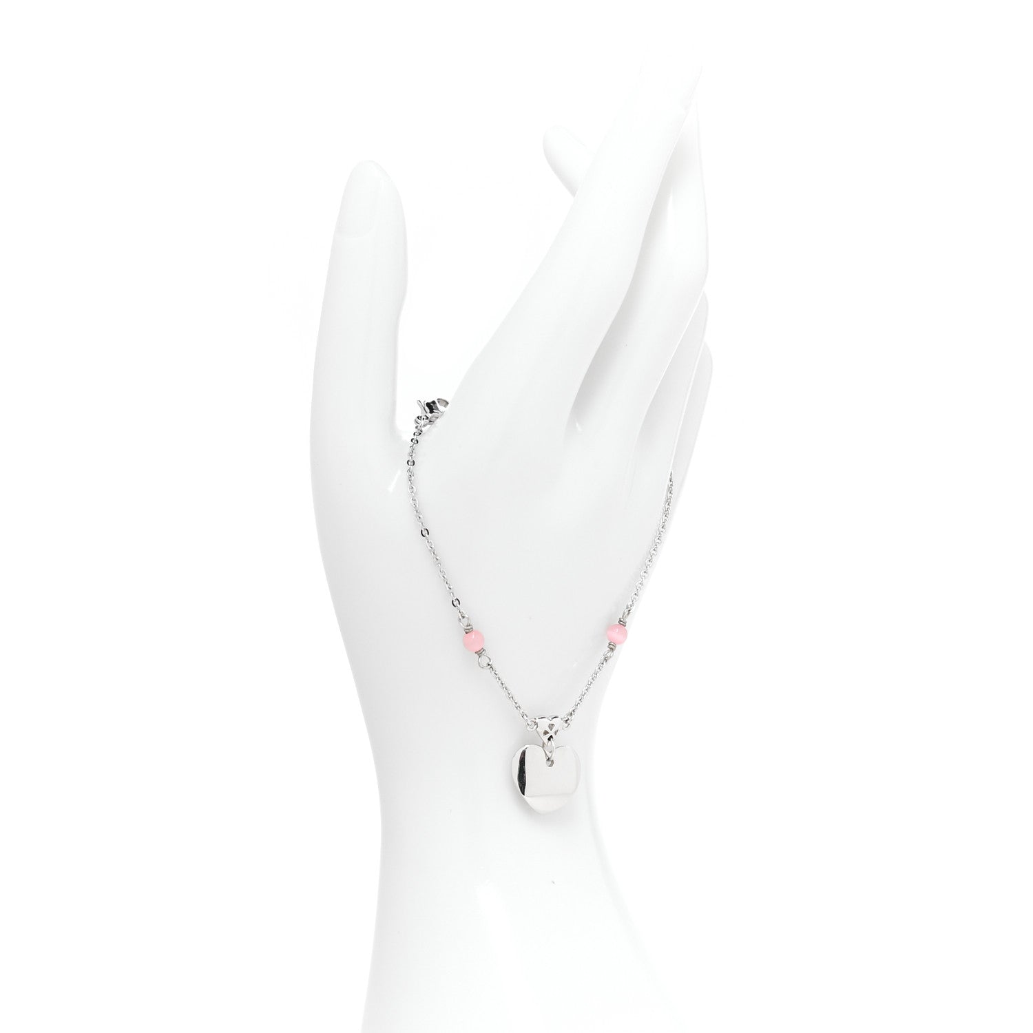 Christian Dior Logo Charms Heart Bracelet Silver 2 of 4