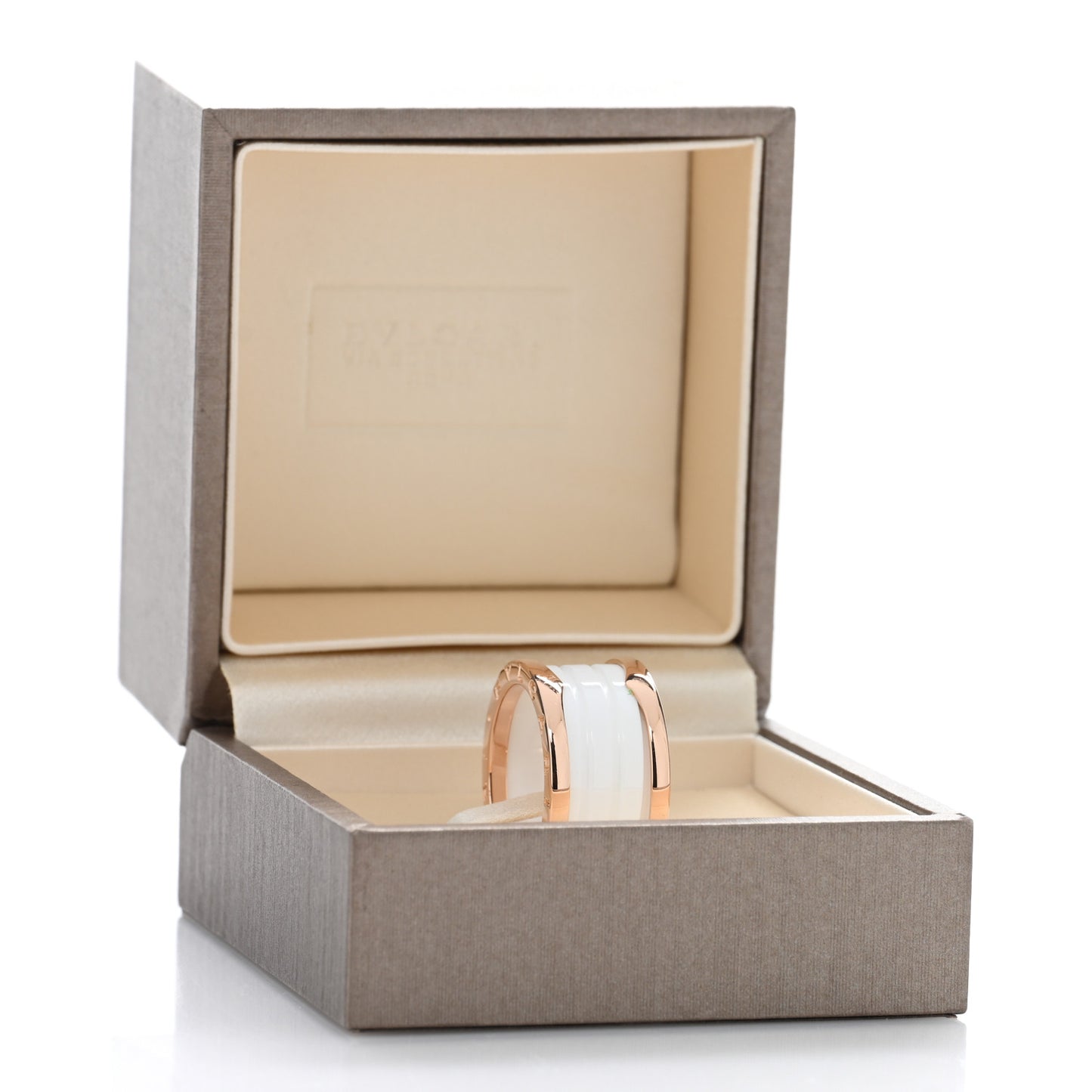 18K Rose Gold White Ceramic B.Zero1 Four-Band Ring 56 7.5