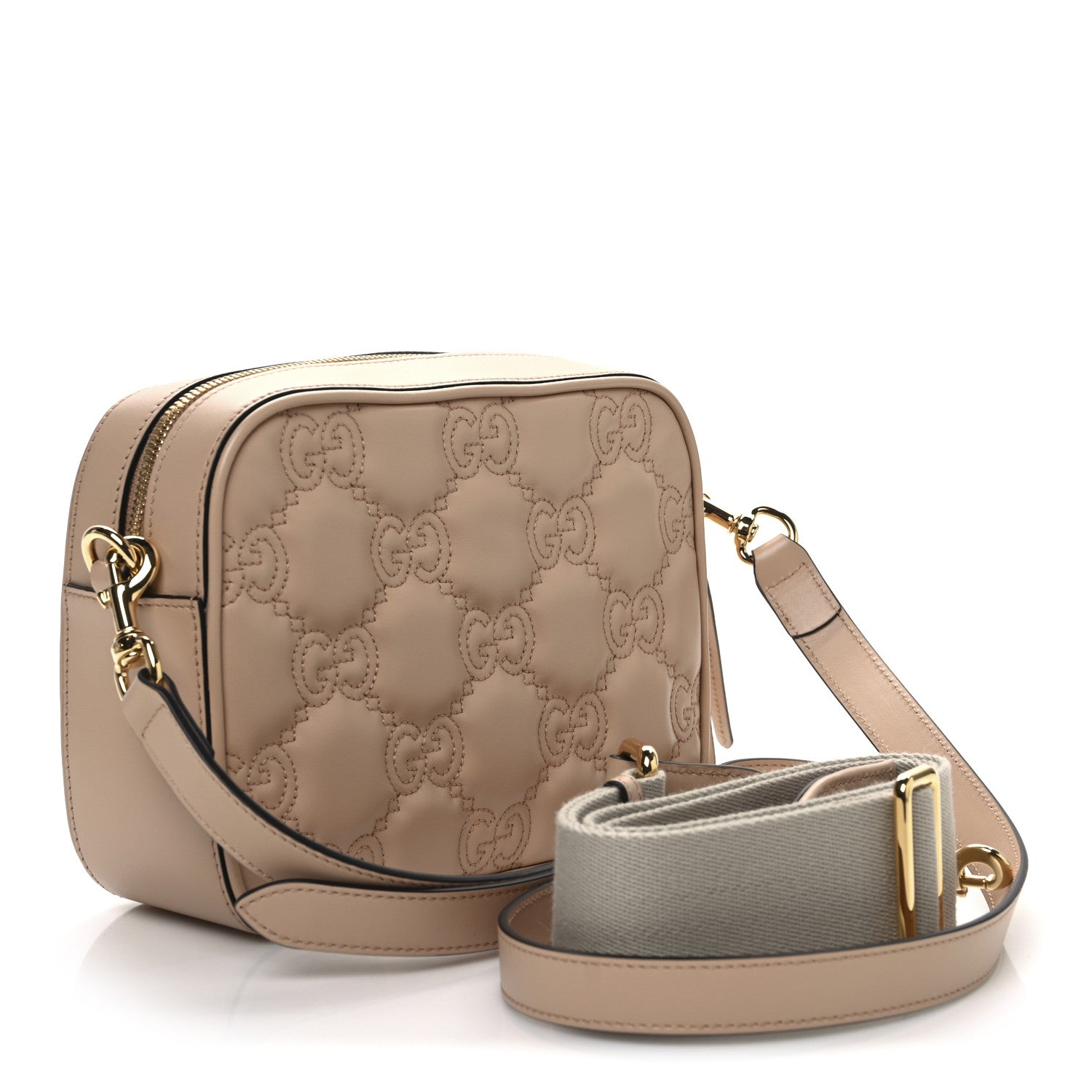 Gucci Calfskin GG Matelasse Small Shoulder Bag Pink Sand Natural 3 of 10