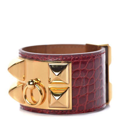 Hermes Shiny Alligator Collier De Chien CDC Bracelet S Rouge H 1 of 6