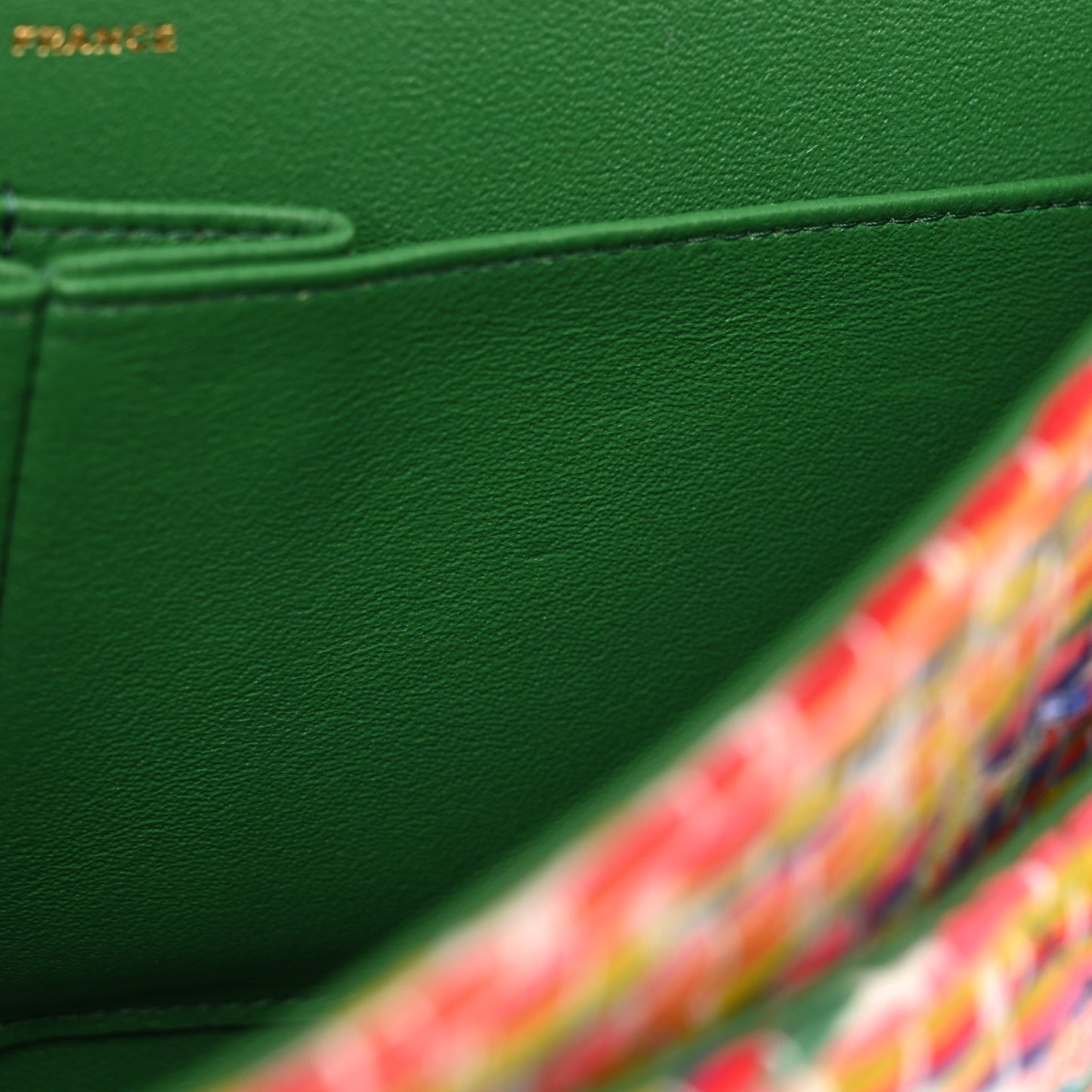 Tweed Quilted Medium Double Flap Green Multicolor