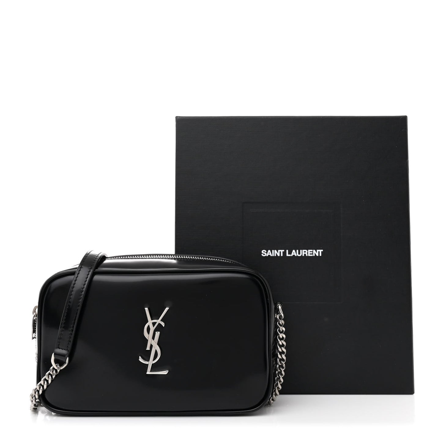 Shiny Calfskin Monogram Mini Lou Camera Bag Black