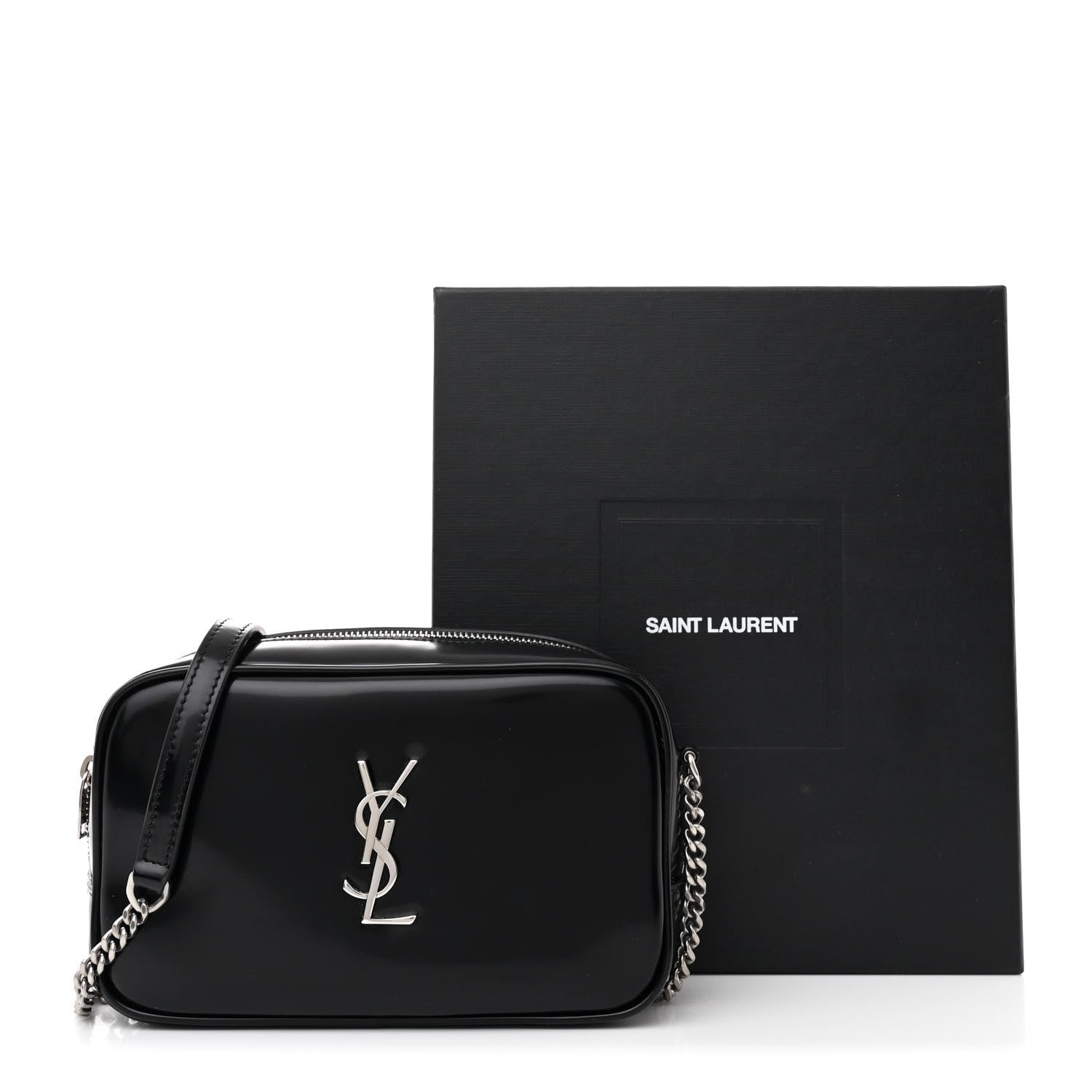 Saint Laurent Shiny Calfskin Monogram Mini Lou Camera Bag Black 11 of 11