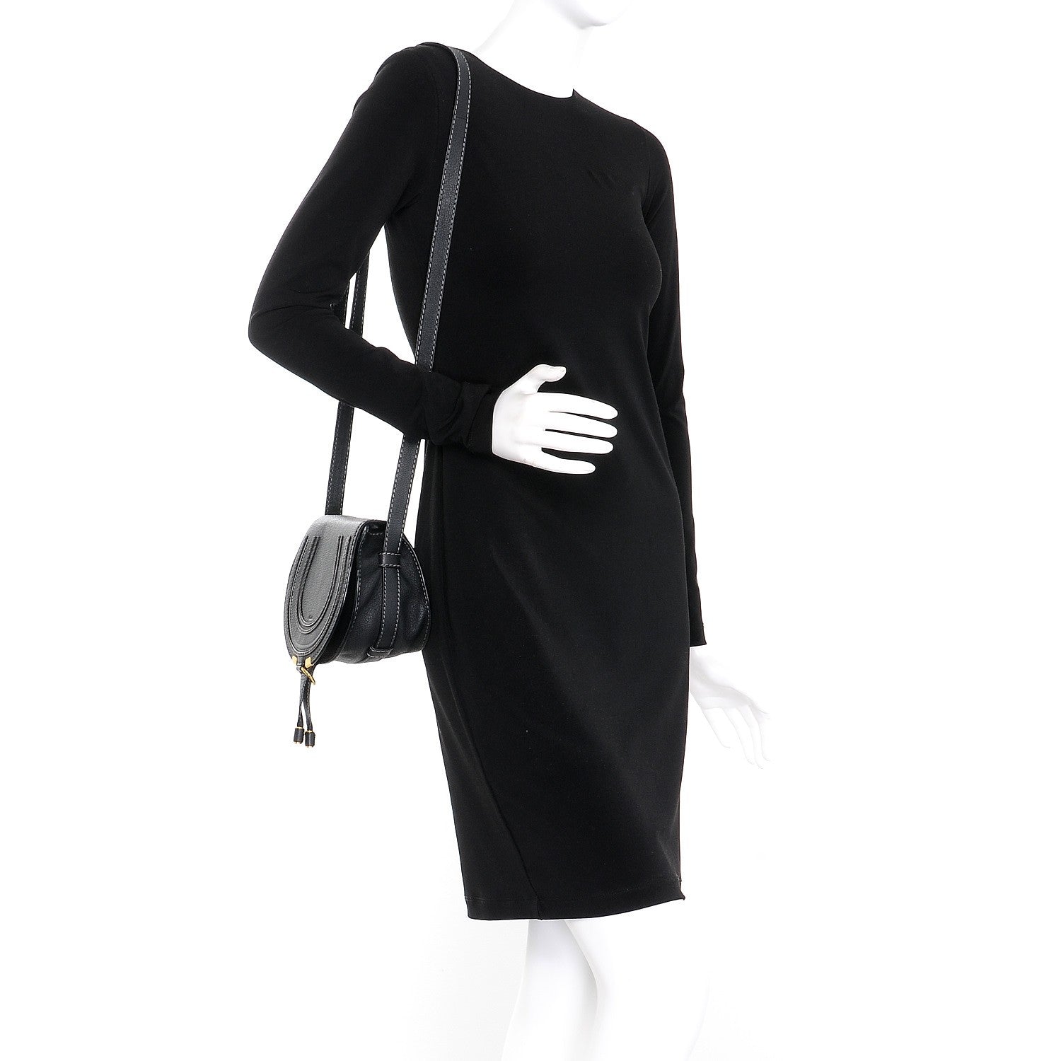 Chloe Calfskin Mini Marcie Round Crossbody Bag Black 2 of 7
