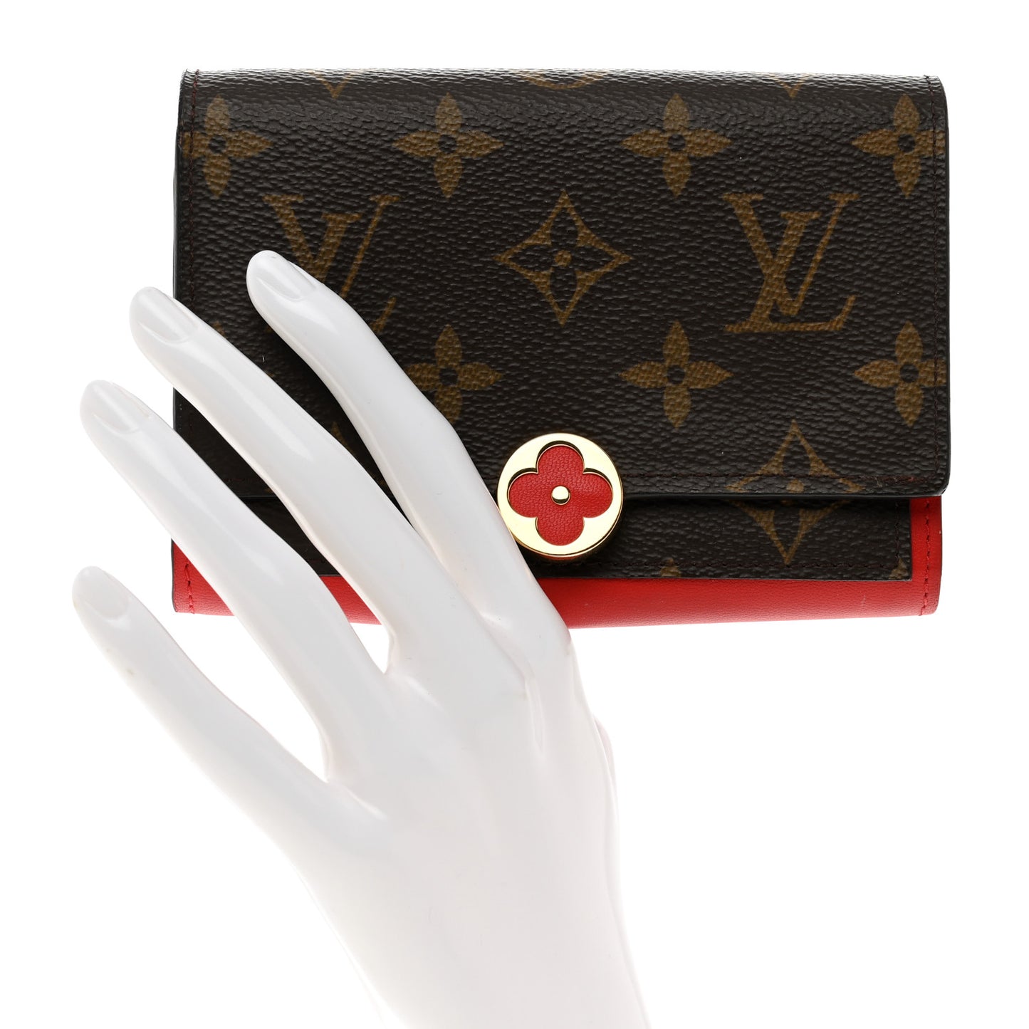 Monogram Flore Compact Wallet Coquelicot