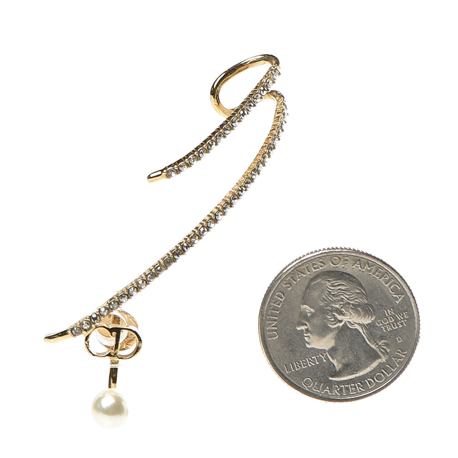 Christian Dior Pearl Crystal Clair D Lune Earring Gold 2 of 5