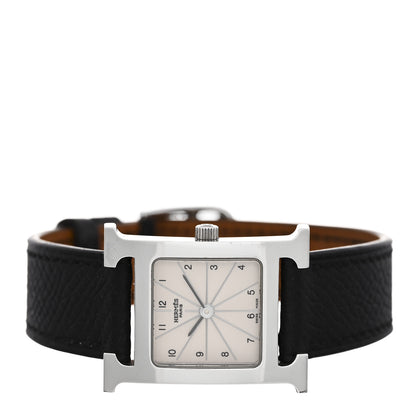Hermes Stainless Steel Epsom 21mm Heure H Hour Quartz Watch Noir 2 of 5