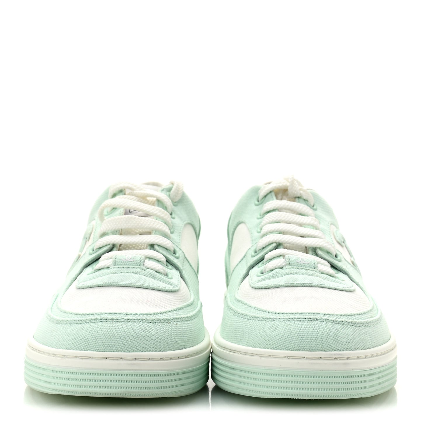 Cotton Sneakers 38.5 Light Turquoise White