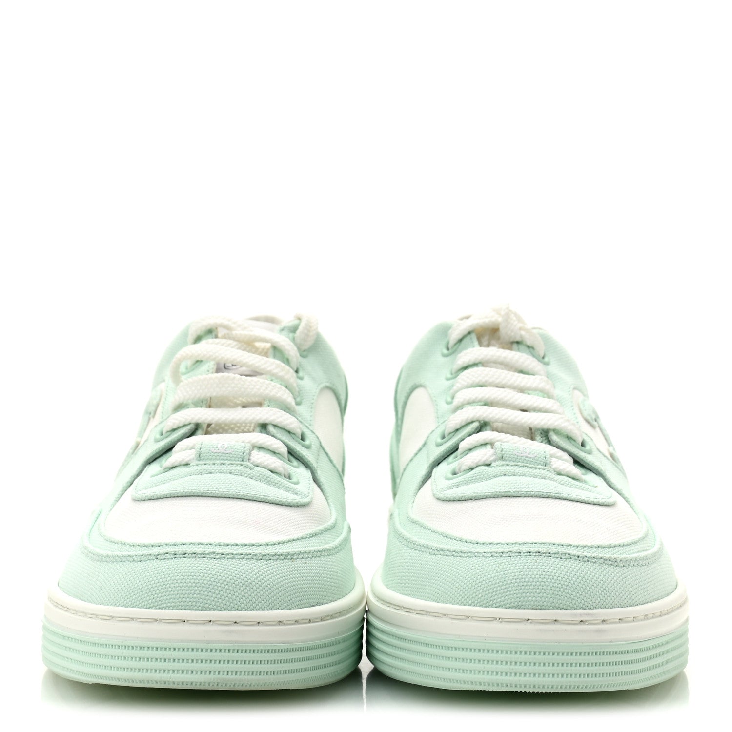 Chanel Cotton Sneakers 38.5 Light Turquoise White 3 of 10