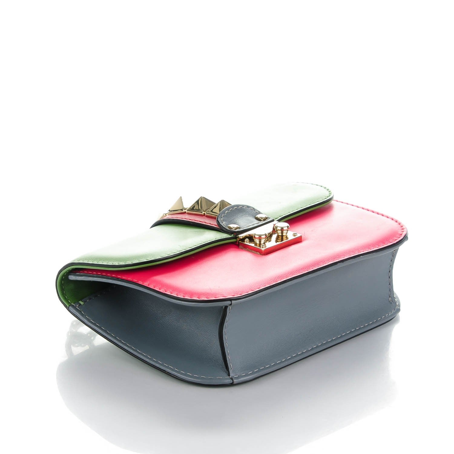 Valentino Garavani Vitello Small Glam Lock Rockstud Flap Green Deep Rose Grey Scarlet 4 of 7
