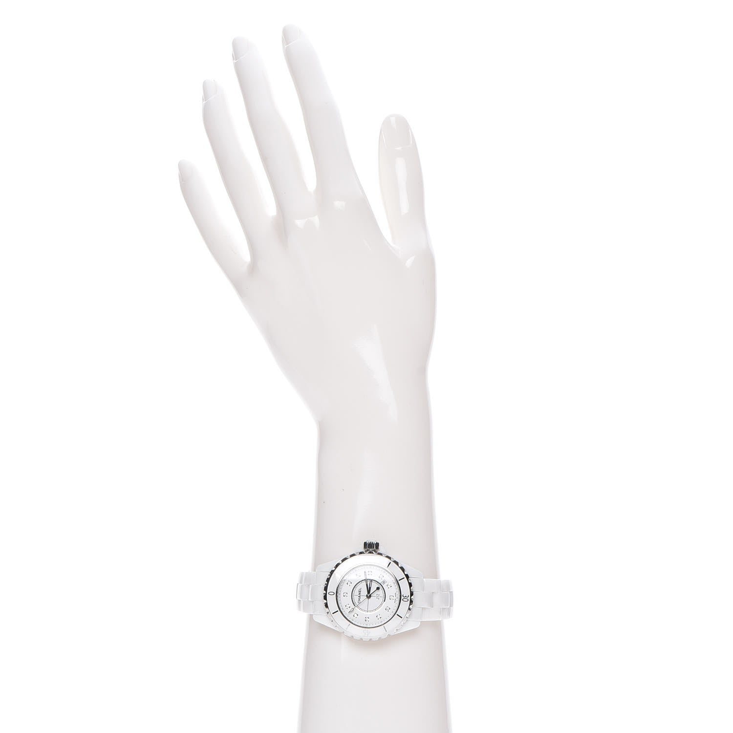 Chanel Stainless Steel Ceramic Diamond 33mm J12 Quartz Watch White 2 of 8