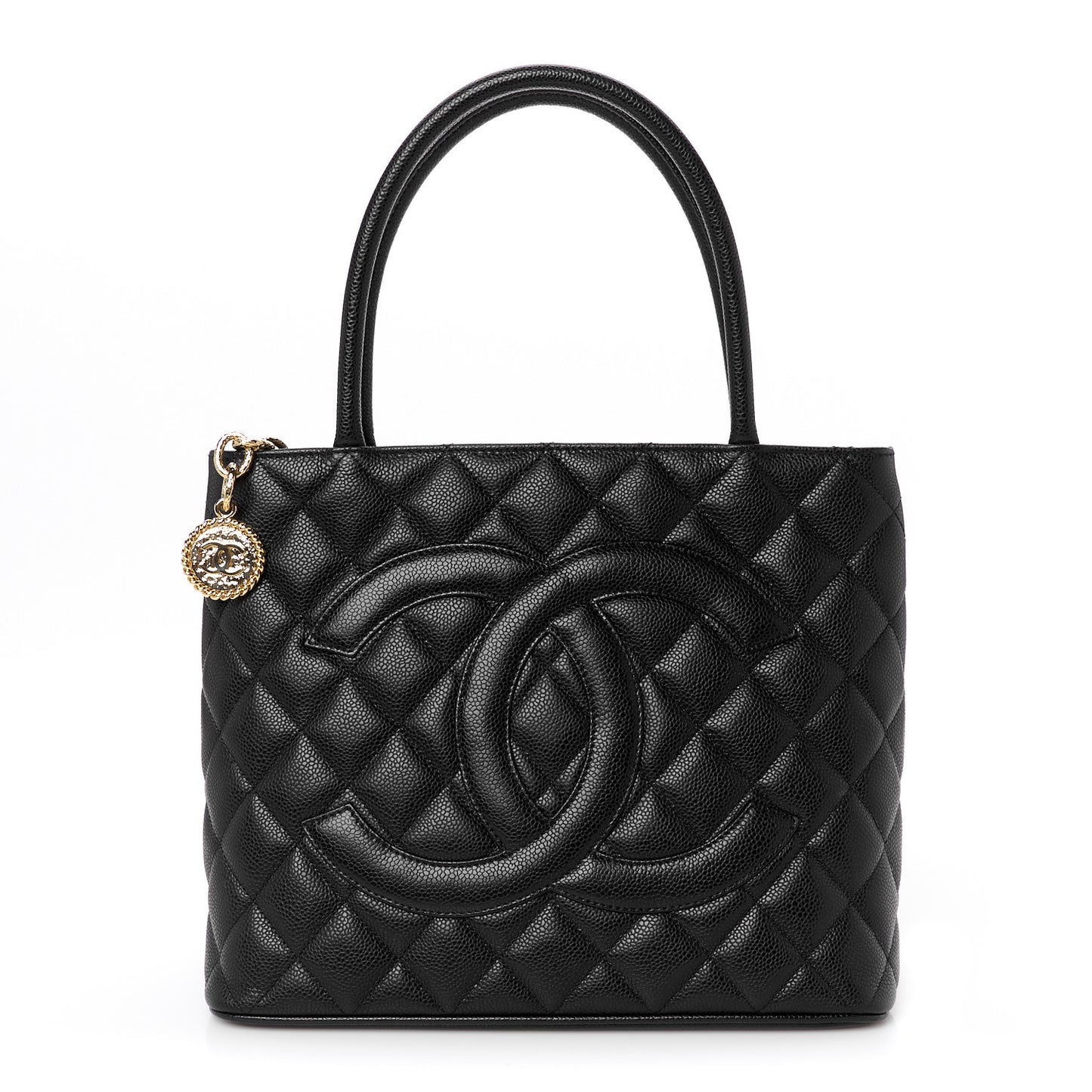 Caviar Quilted Medallion Tote Black