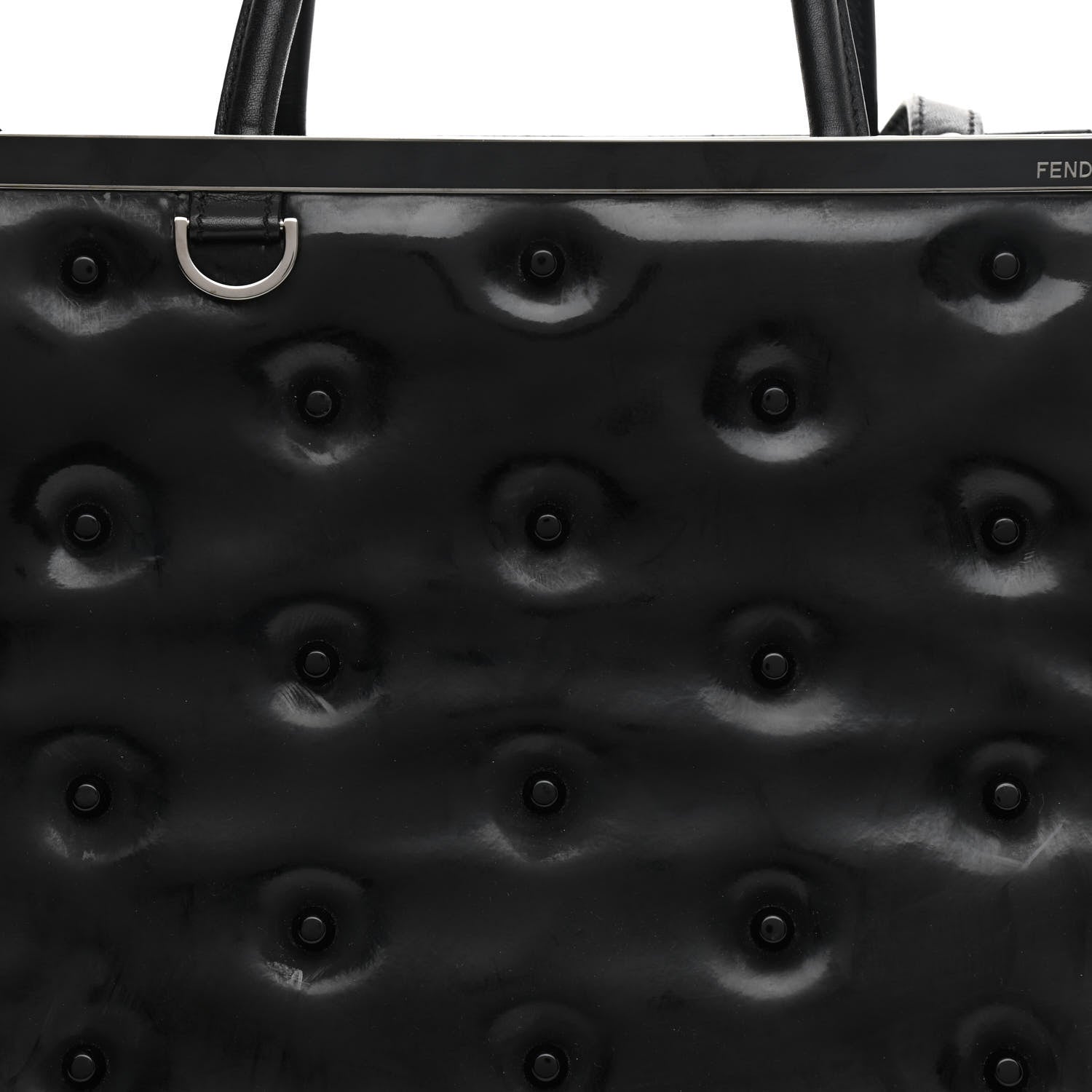 Fendi Patent Calf Hair Studded Regular 2Jours Tote Black 8 of 13