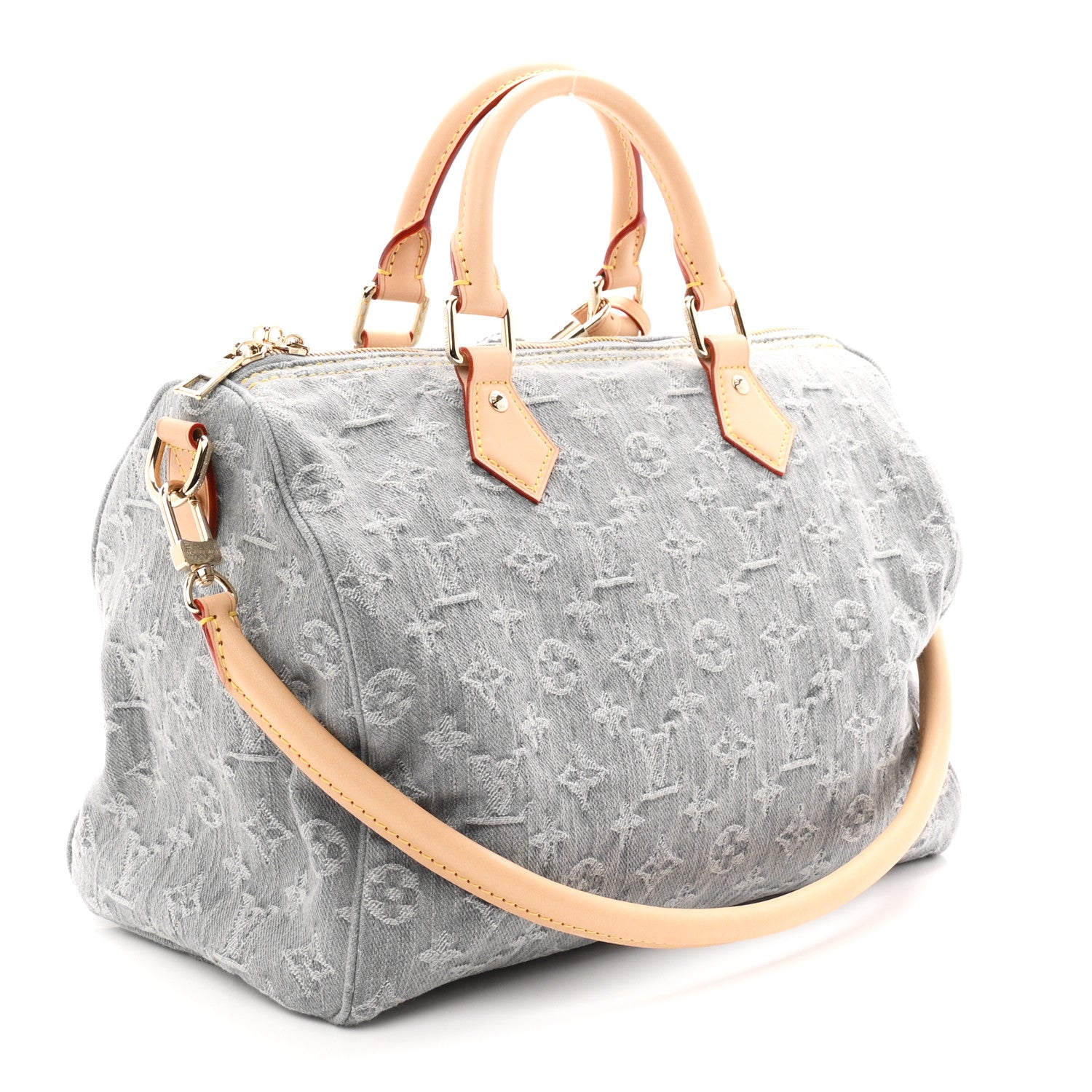 Louis Vuitton Monogram Denim Speedy Soft 30 Washed Gray 3 of 9