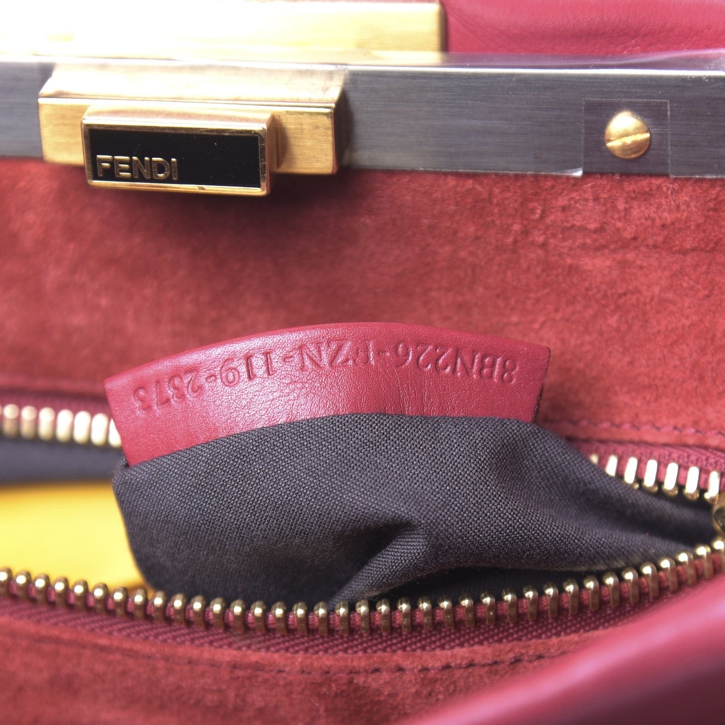 Vitello Suede Medium Peekaboo Iconic Satchel Rubino Peonia