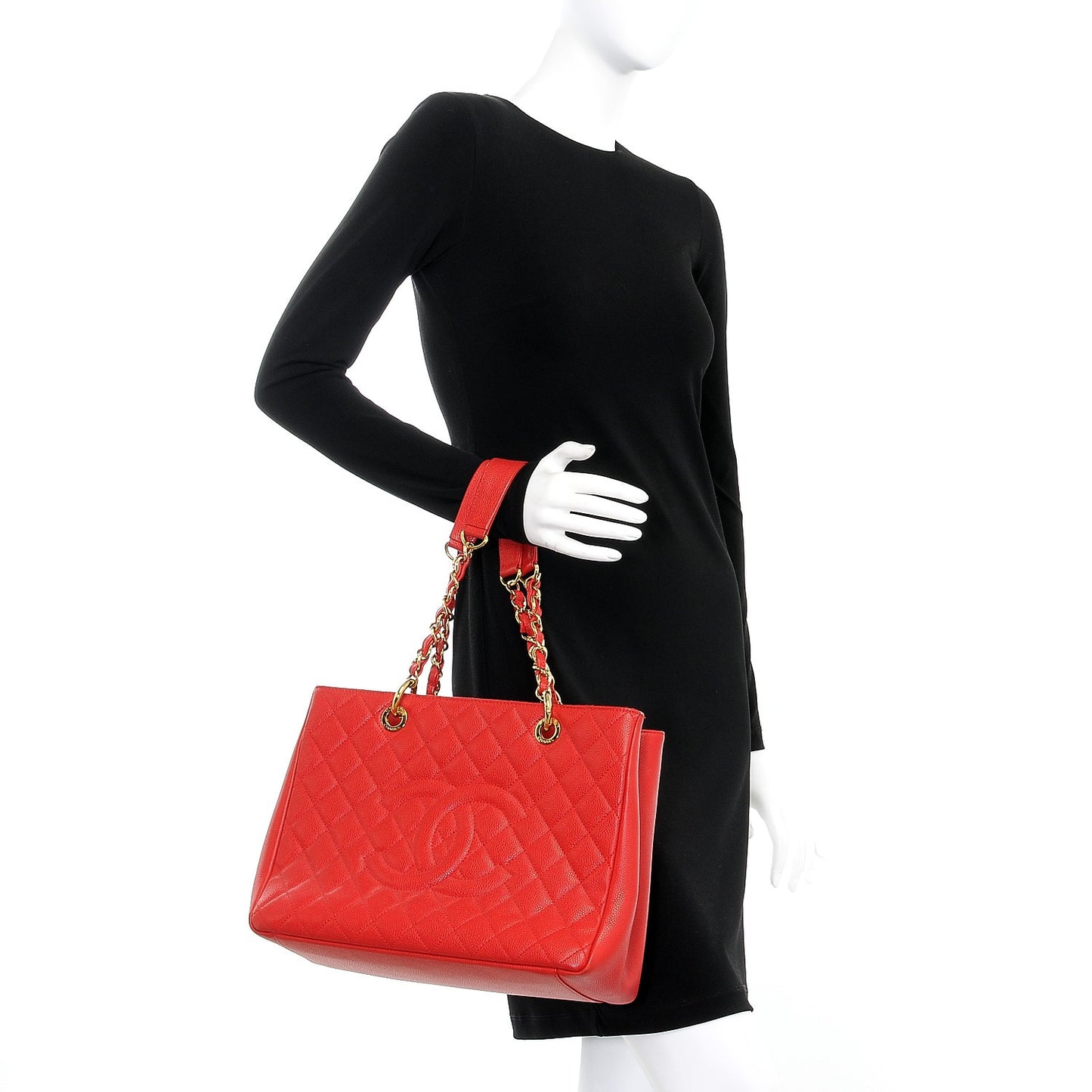 Caviar Quilted Grand Shopping Tote GST Red