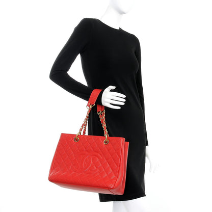 Chanel Caviar Quilted Grand Shopping Tote GST Red 2 of 15