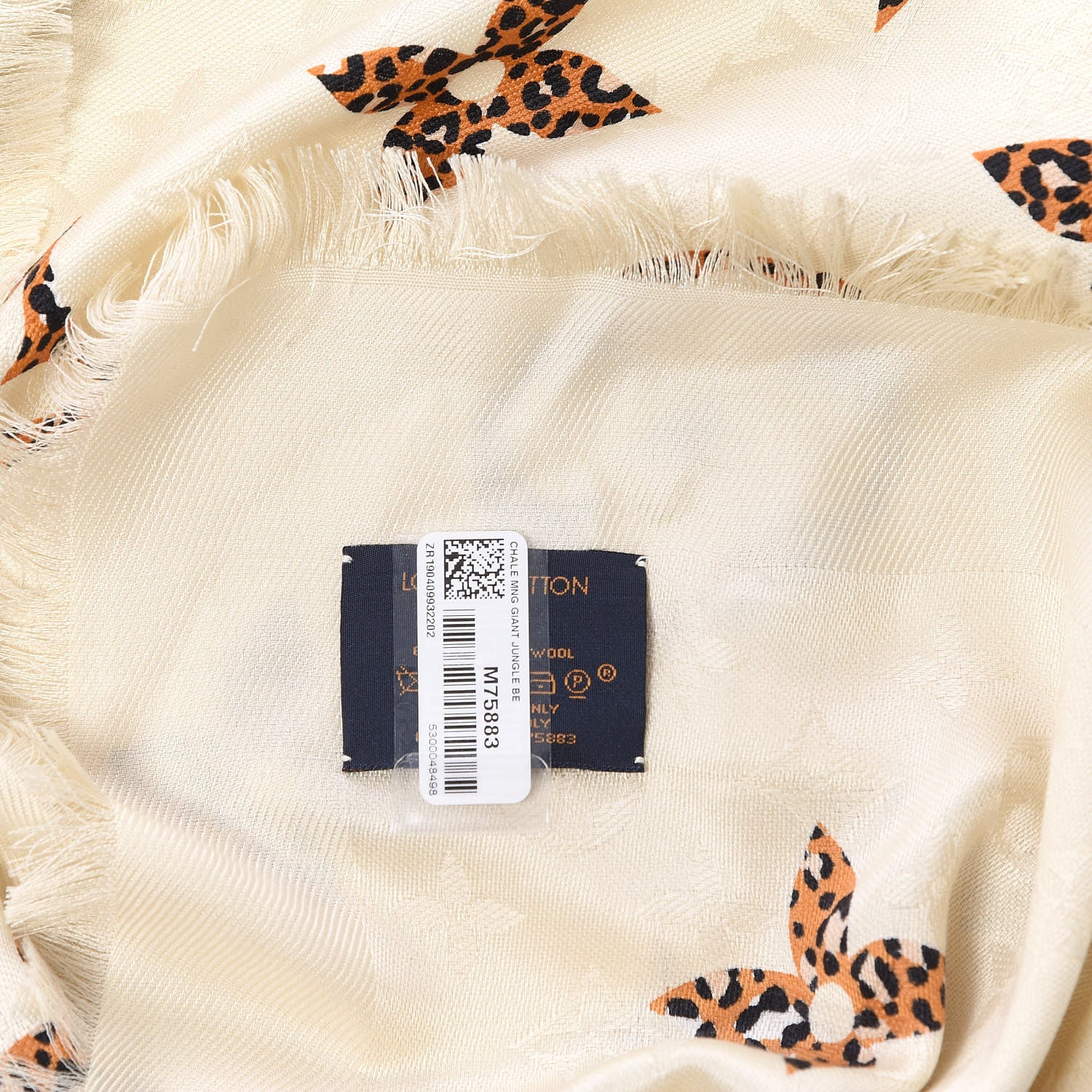 Louis Vuitton Wool Silk Monogram Giant Jungle Shawl Beige 5 of 5