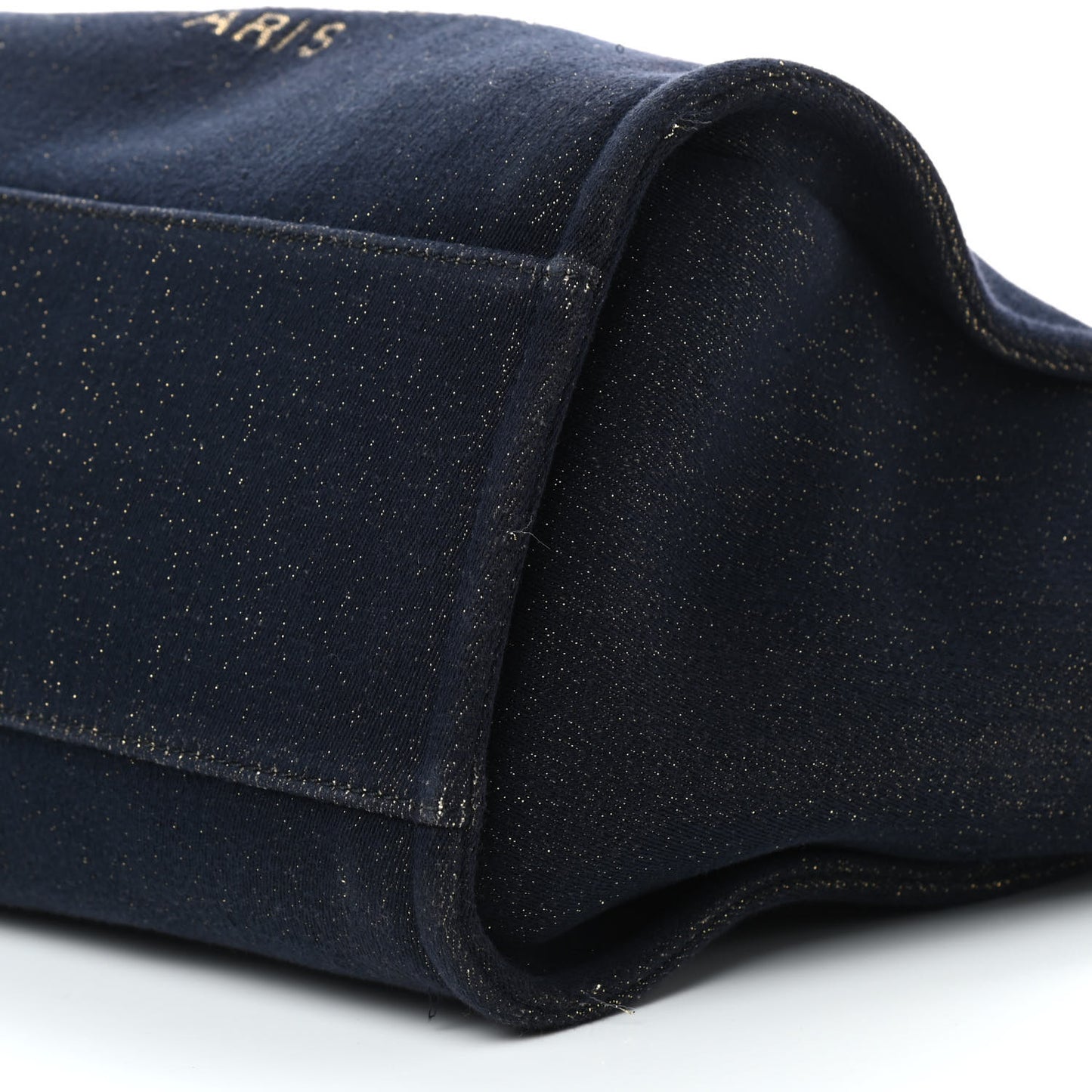 Lurex Canvas Medium Deauville Tote Navy Blue Gold