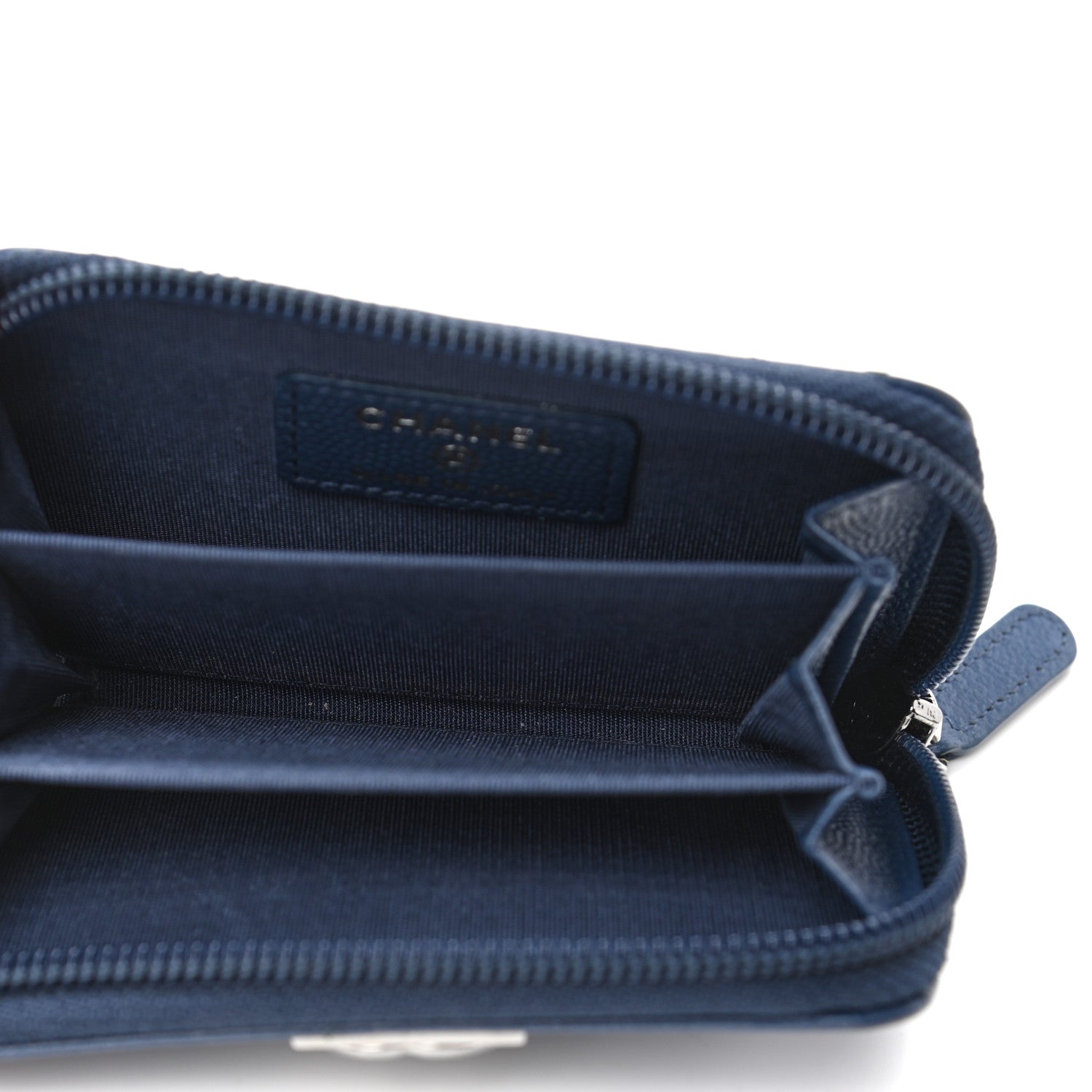 Chanel Caviar Quilted Boy Zip Around Coin Purse Wallet Dark Blue 5 of 7