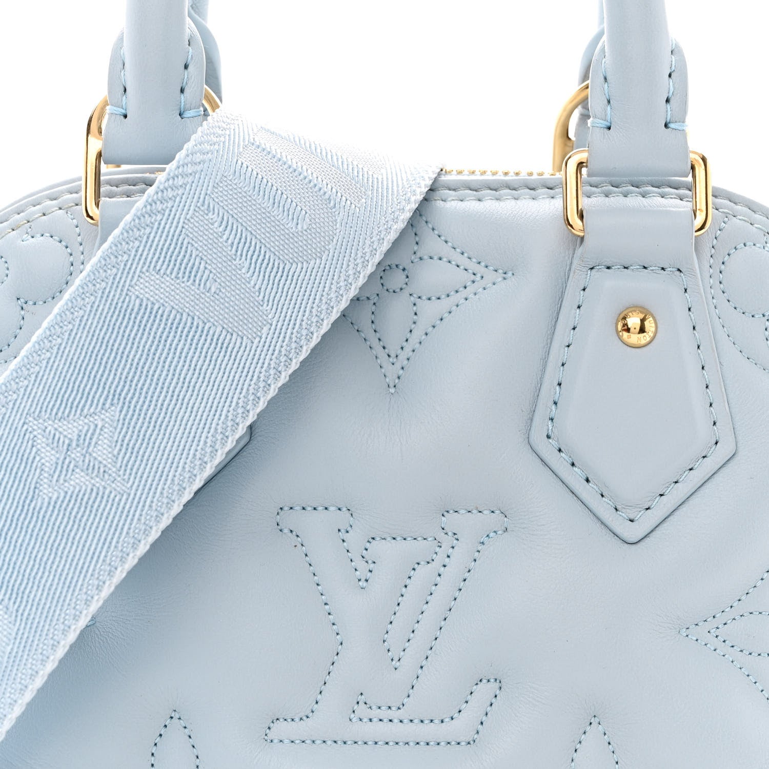 Louis Vuitton Calfskin Bubblegram Alma BB Ice Blue 7 of 10