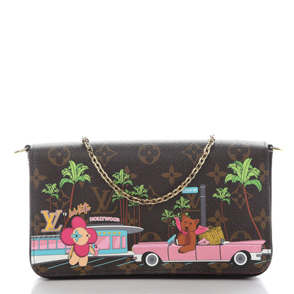 Louis Vuitton Monogram 2021 Christmas Animation Hollywood Pochette Felicie Chain Wallet Fuchsia 1 of 9