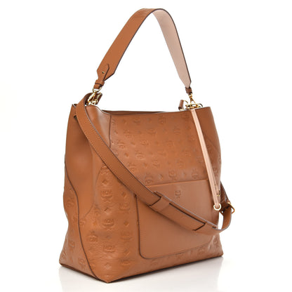 MCM Calfskin Ottomar Monogram Large Klara Hobo Cognac 4 of 15