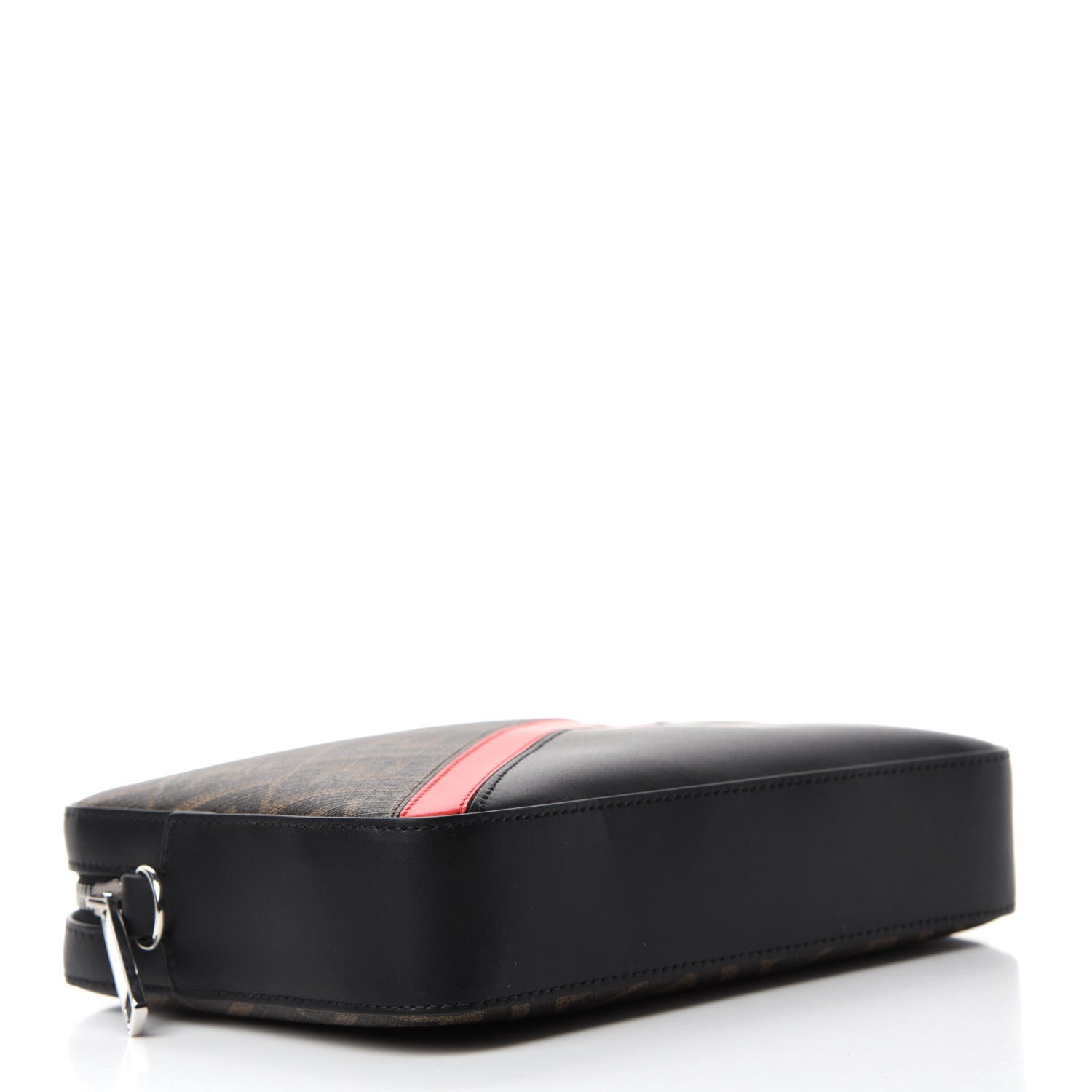 Fendi Glazed Fabric Vitello Liberty FF 1974 Diagonal Camera Case Tobacco Rosso Black 4 of 10