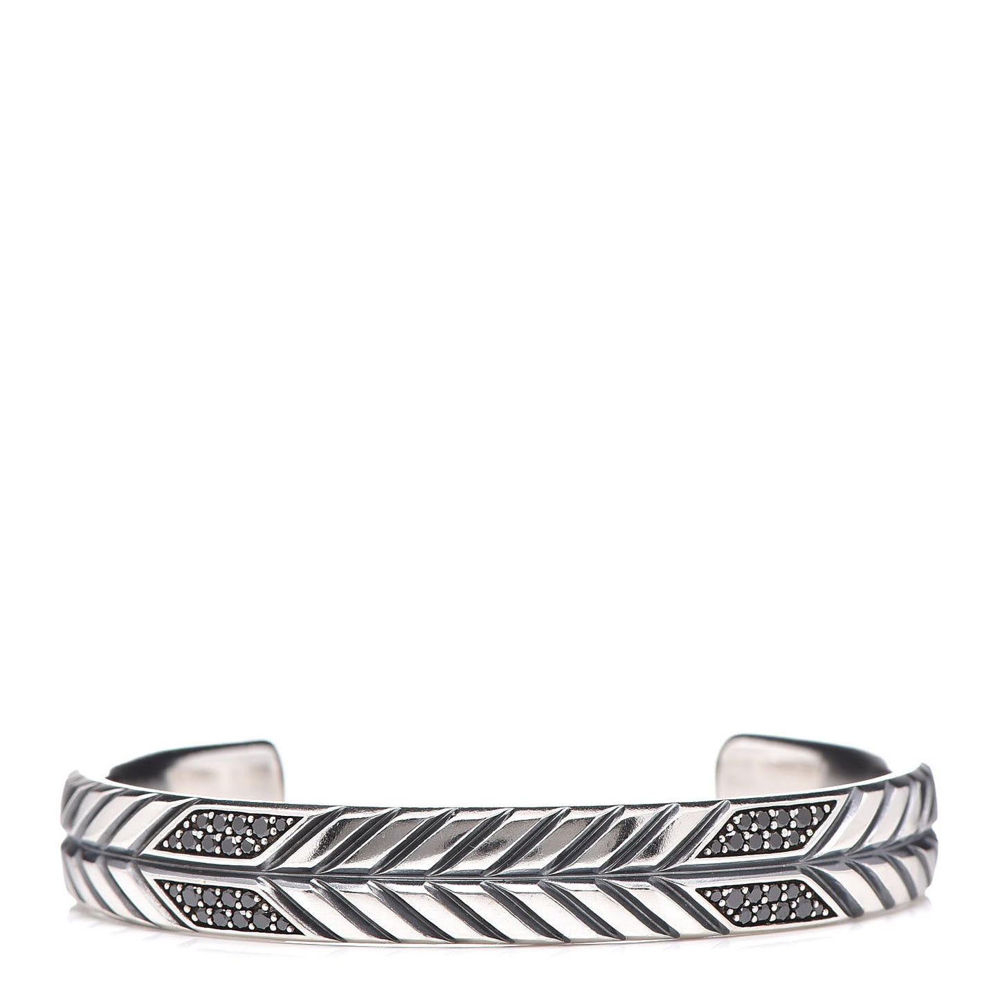 Sterling Silver Black Diamond Chevron Cuff Bracelet