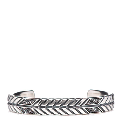 David Yurman Sterling Silver Black Diamond Chevron Cuff Bracelet 1 of 4