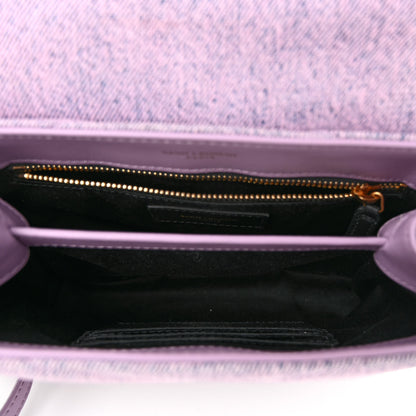 Saint Laurent Denim Y Quilted Monogram Toy Loulou Crossbody Bag Bleached Lilac 5 of 10