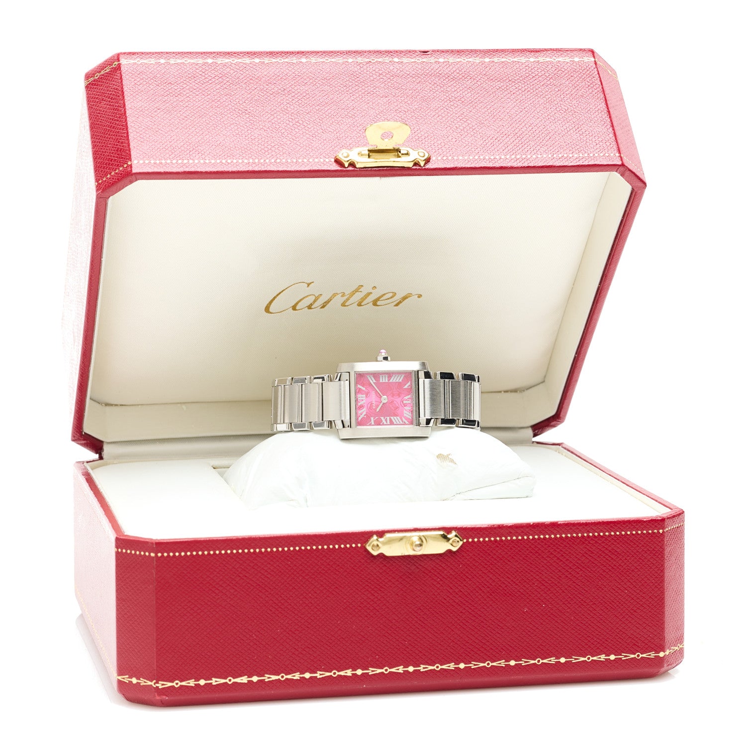 Cartier Stainless Steel 20mm Tank Francaise Quartz Watch Raspberry 5 of 5