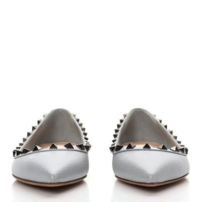 Valentino Garavani Pebbled Calfskin Rockstud Ballerina Flats 36 Pastel Grey 2 of 8