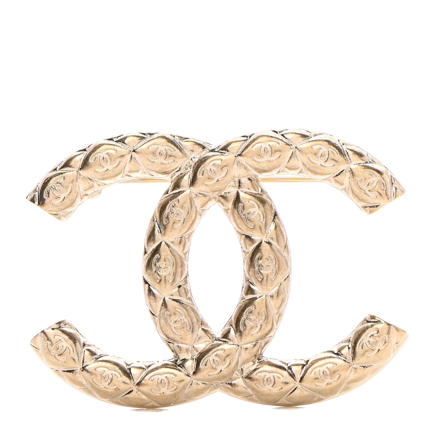 Chanel Metal CC Diamond Quilted Brooch Light Gold 1 of 5
