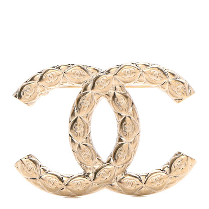 Chanel Metal CC Diamond Quilted Brooch Light Gold 1 of 5