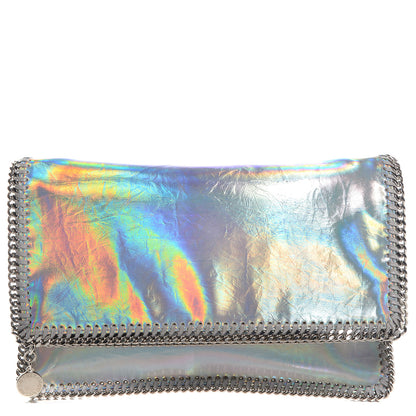 Stella McCartney Holographic Faux Leather Fold Over Falabella Clutch Silver 1 of 11