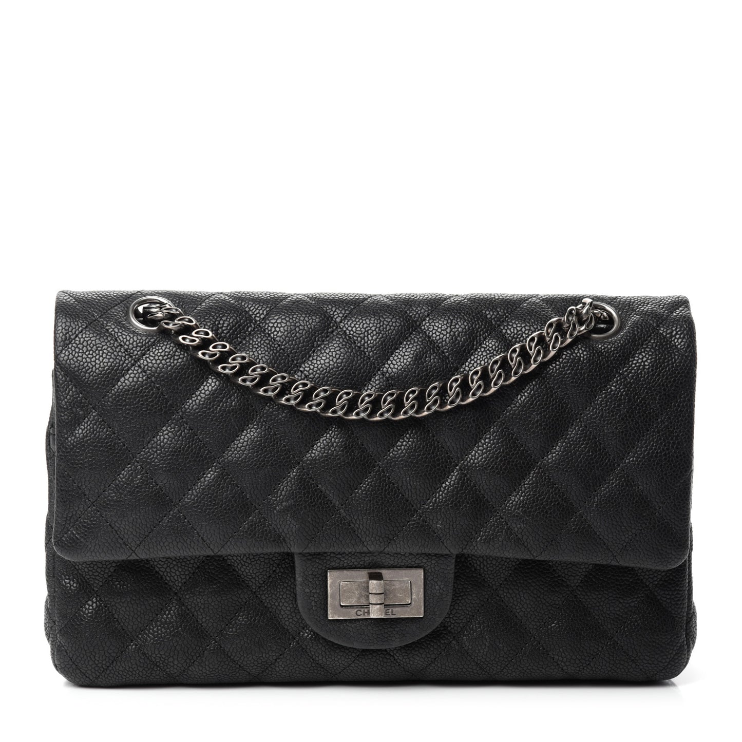 Washed Caviar Quilted 2.55 Reissue 225 Bijoux Chain Flap Black