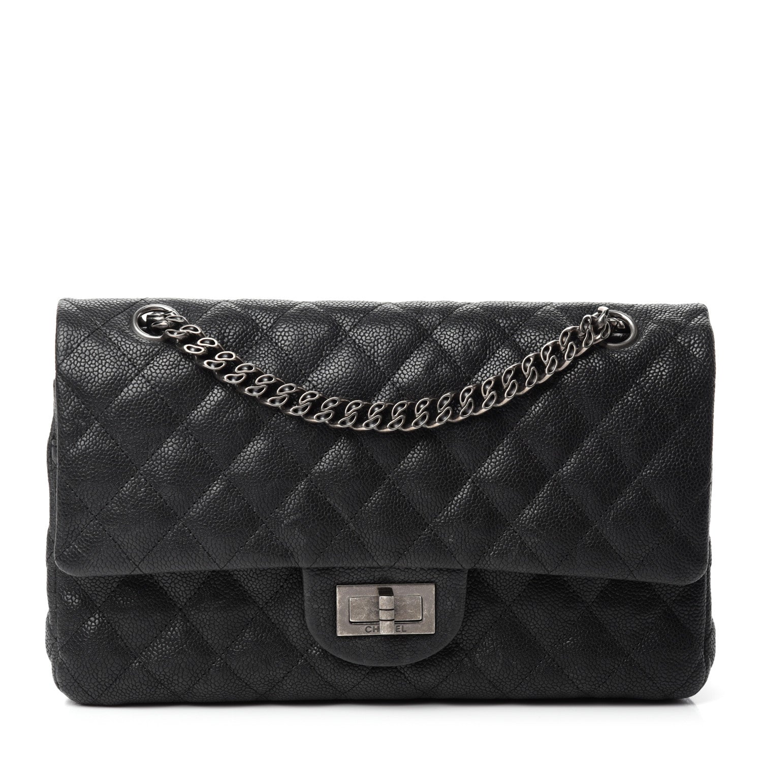 Chanel Washed Caviar Quilted 2.55 Reissue 225 Bijoux Chain Flap Black 1 of 13