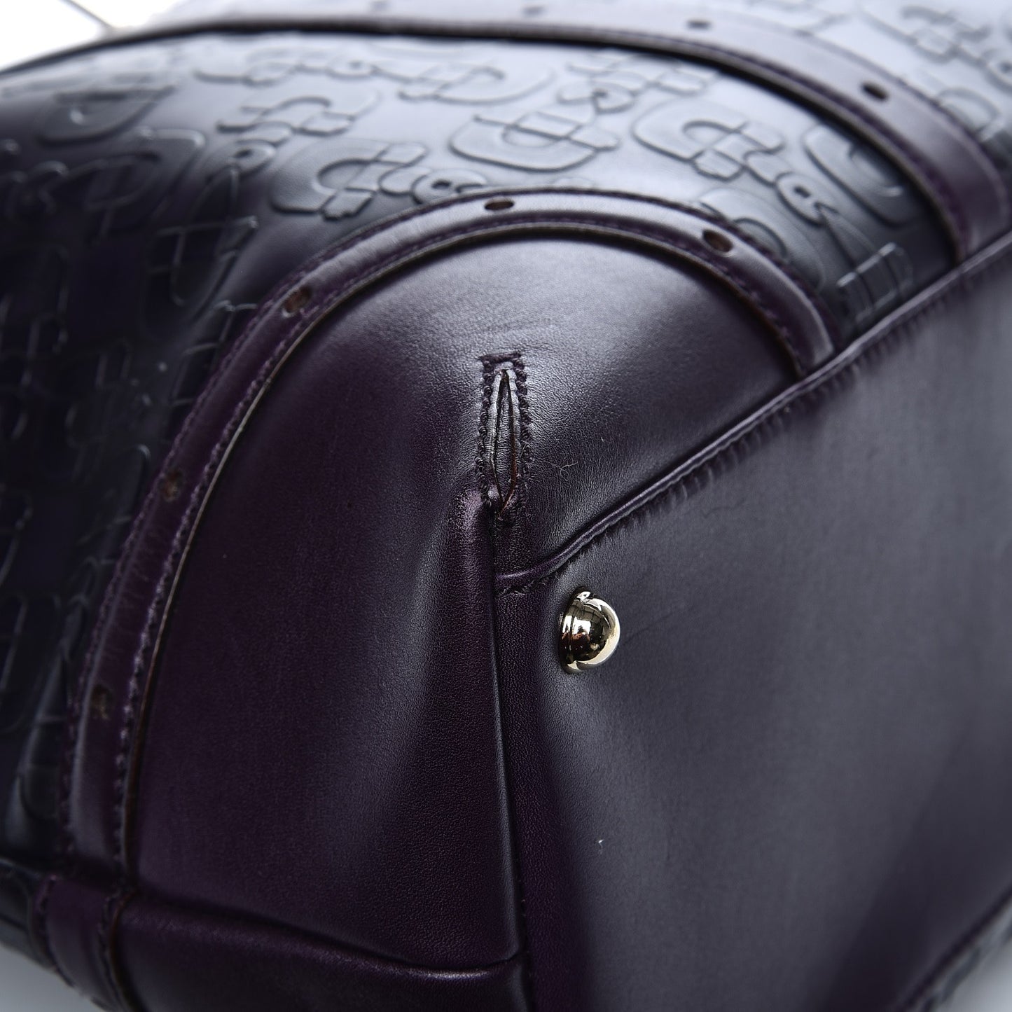 Calfskin Horsebit Embossed Large Glam Shoulder Bag Purple