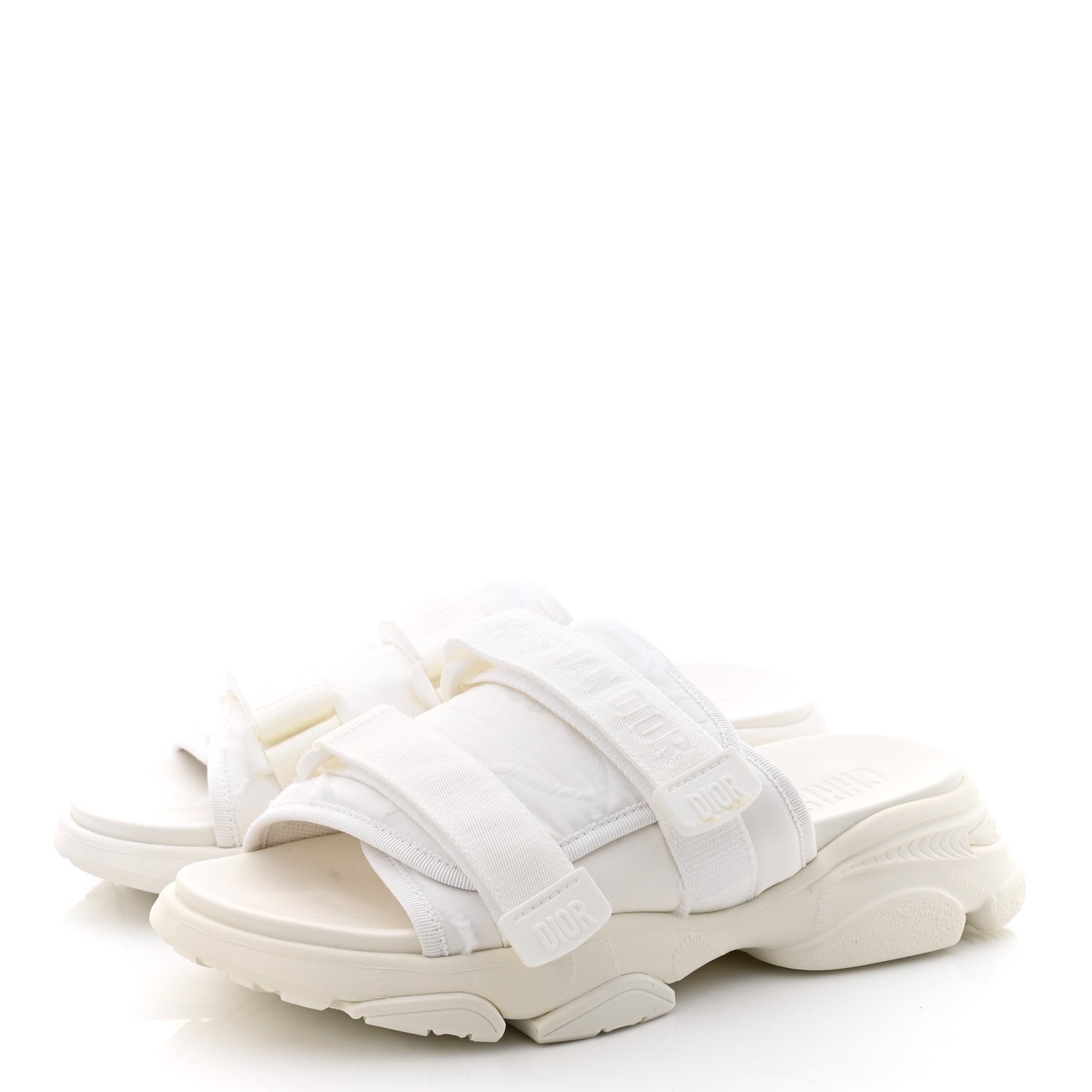 Christian Dior Technical Fabric D-Wander Slide Sandals 39 White