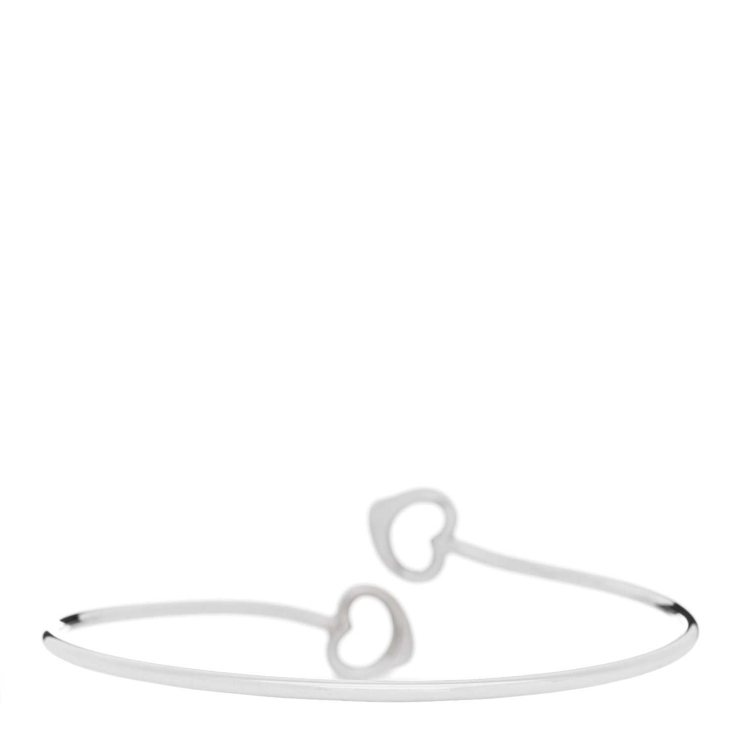 Tiffany Sterling Silver Elsa Peretti Double Open Heart Bangle Bracelet 2 of 4