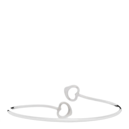 Tiffany Sterling Silver Elsa Peretti Double Open Heart Bangle Bracelet 2 of 4