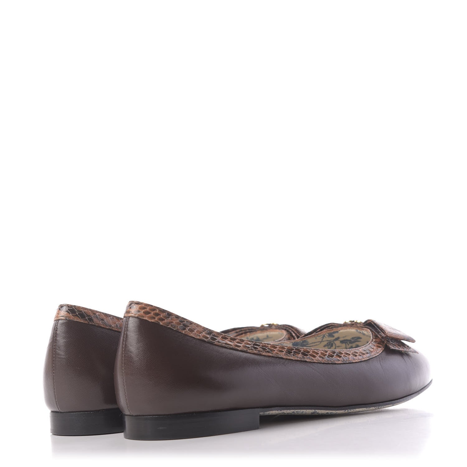 Gucci Malaga Kid Elaphe Yva Ballet Flats 40 Cocoa 4 of 12
