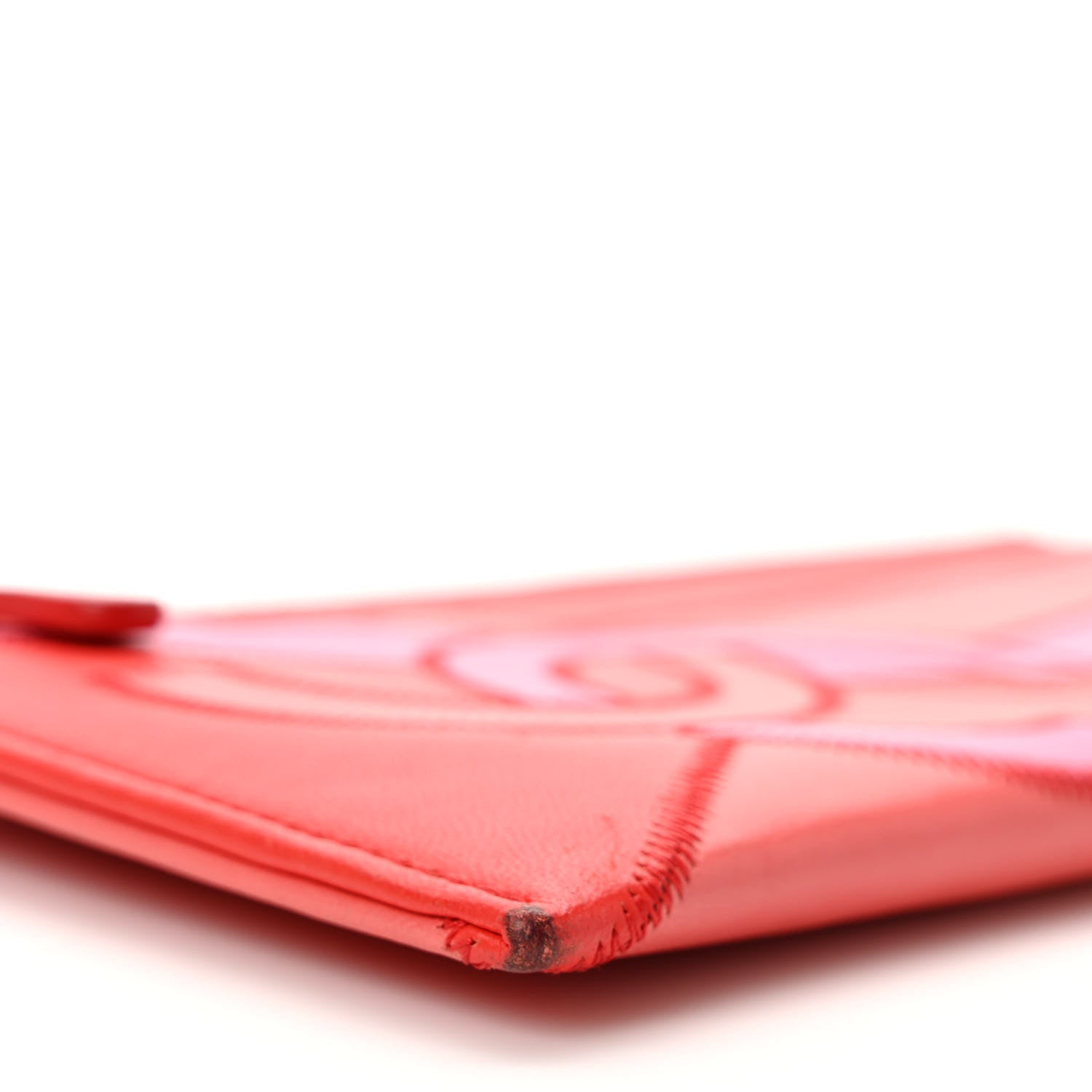 Chanel Lambskin Patchwork CC Tassel Zip Pouch Red Pink 8 of 12