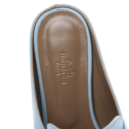 Hermes Goatskin Rivoli Mules 36.5 Bleu Ciel 6 of 9