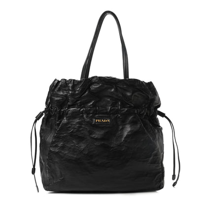 Prada Nappa Antique Shoulder Bag Black 1 of 8