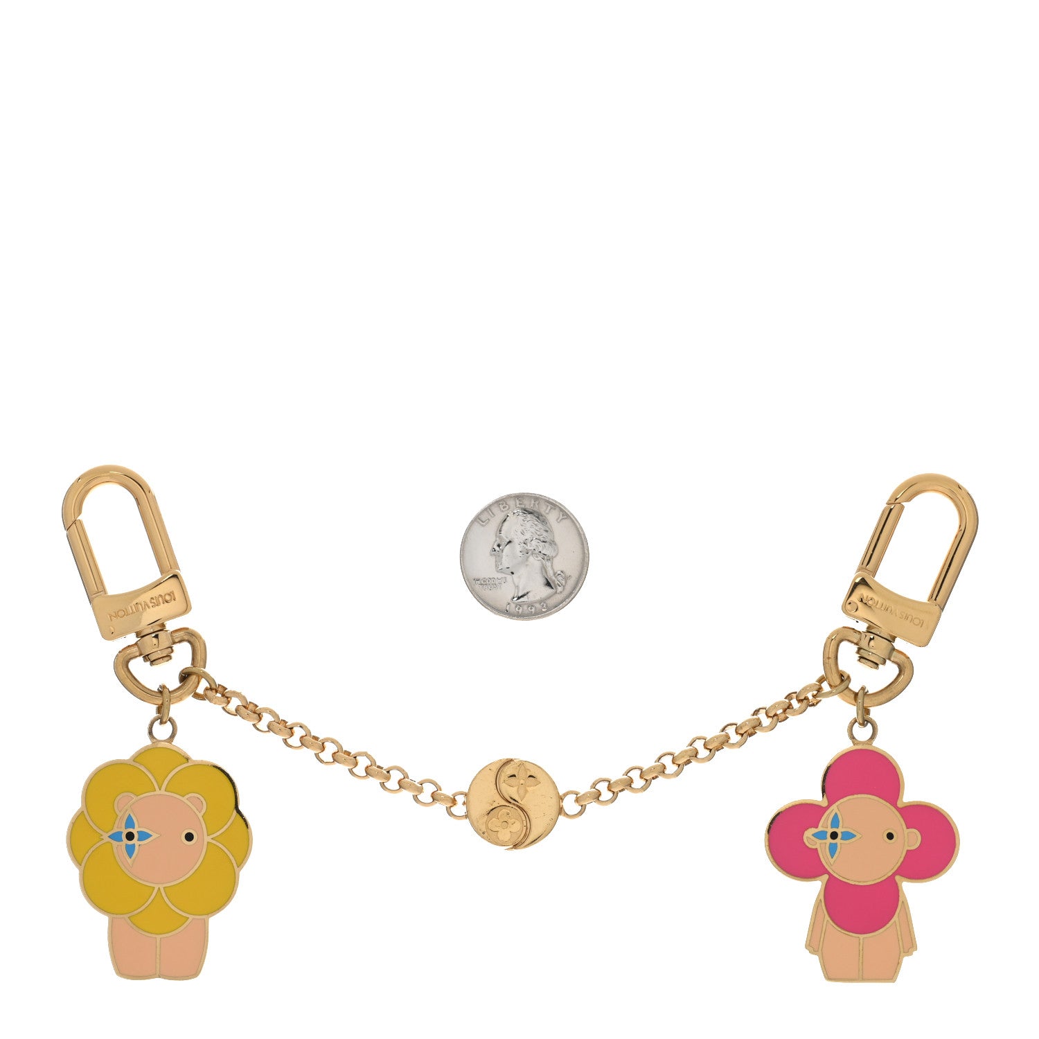 Louis Vuitton Metal Enamel Monogram Vivienne And Petula Best Friends Bag Charm Key Holder Gold 2 of 4